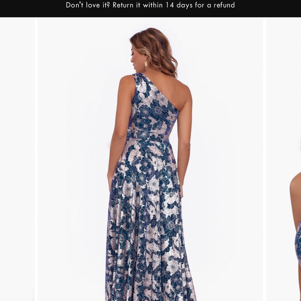 Betsy & Adam Teal and Gold foil Gwen gown
